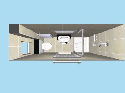 Compact Ensuite in plan view in 3D