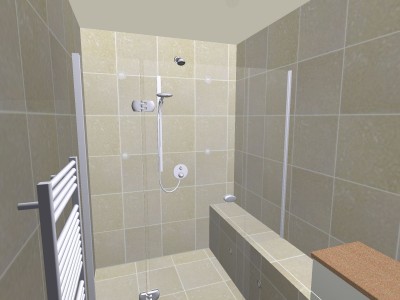 Wet room elevation view in 3D